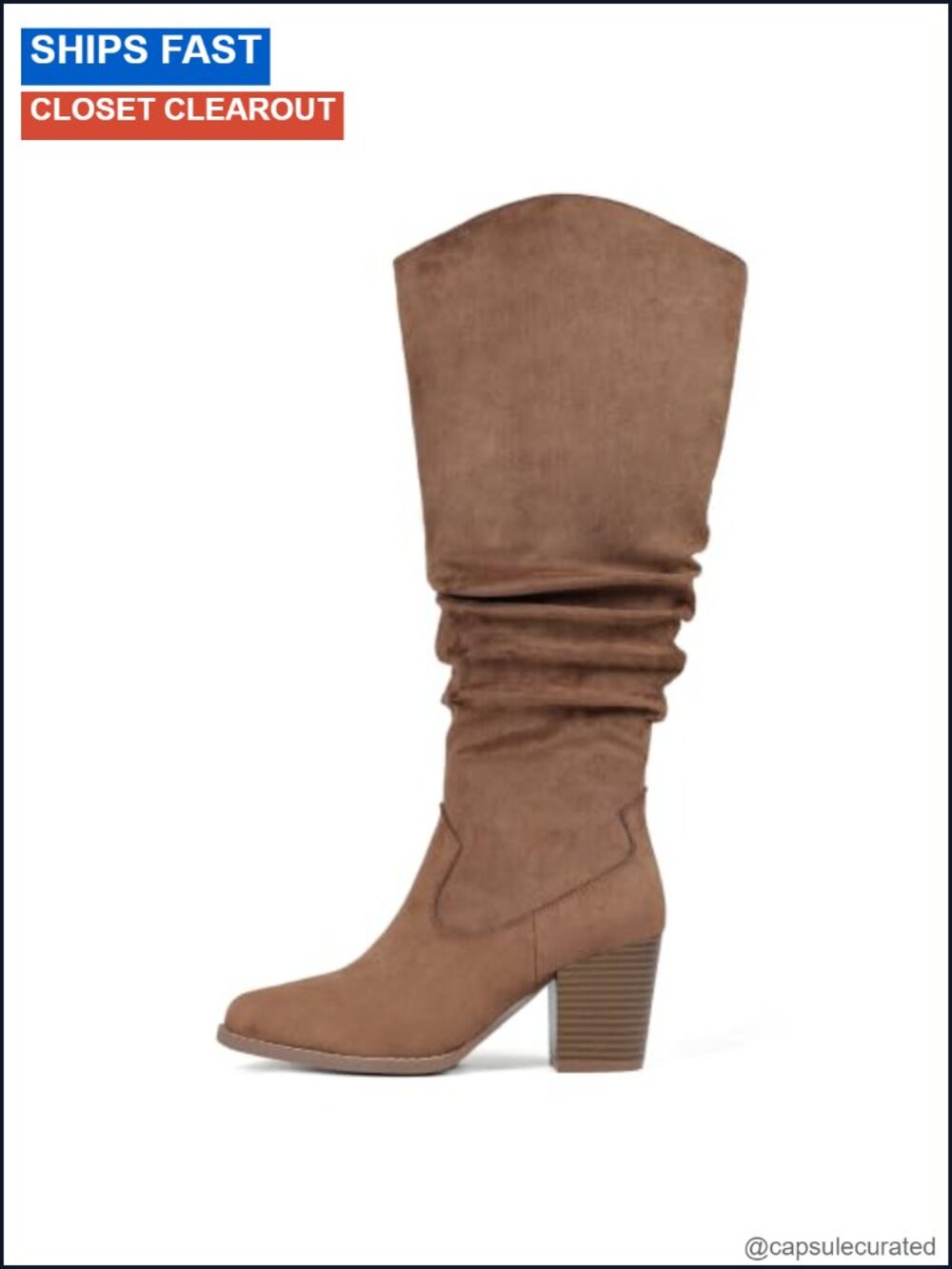 Womens Suede Knee High Boots Wide Calf Chunky Heel Fall Winter